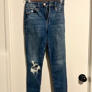 Good American Dark Blue Distressed Skinny Jeans
